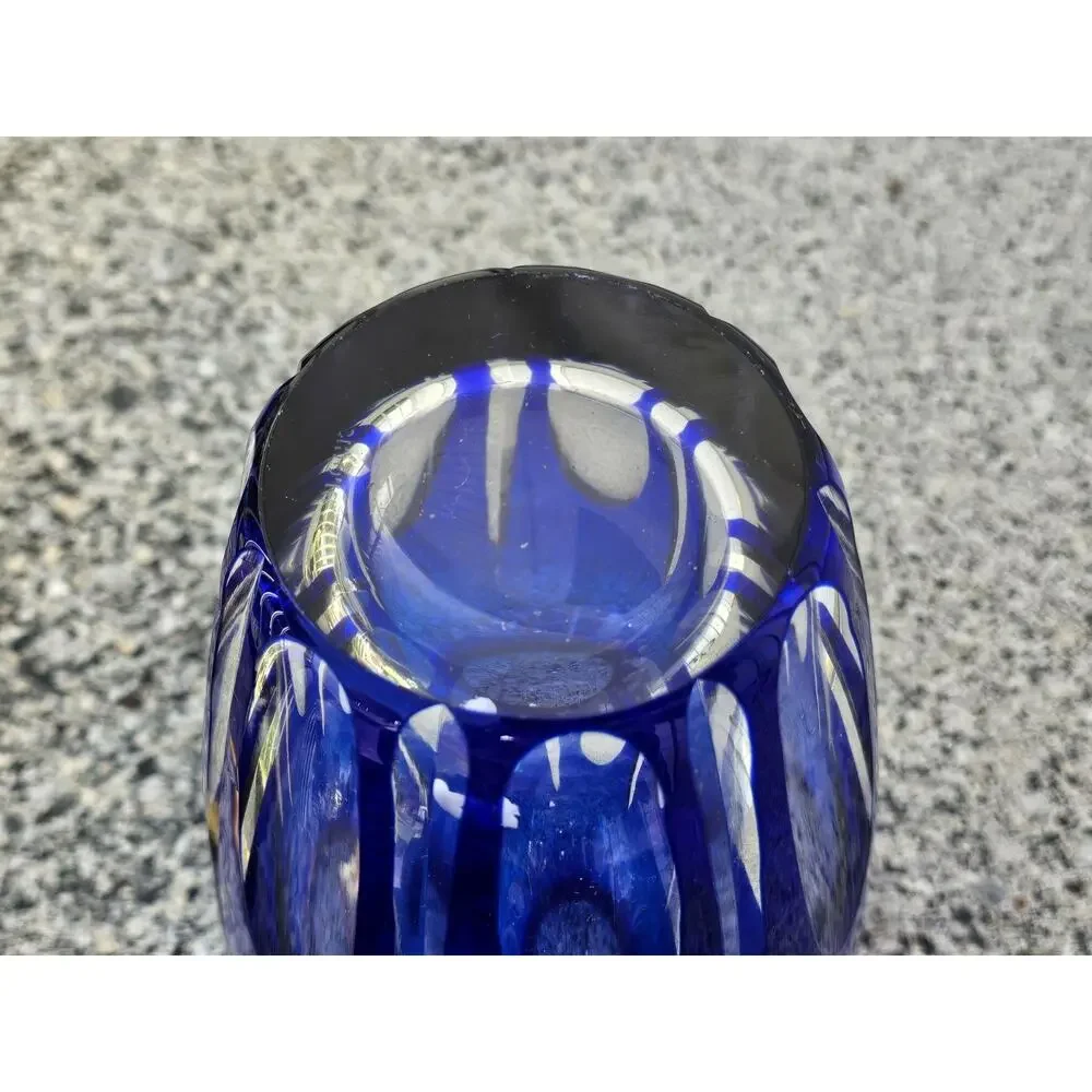 Cobalt Blue Block Crystal Vase San Carlos Crystal Collection 8 1/4